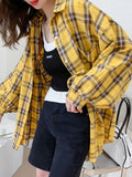 Uniwim Fashion Plaid Women Shirt Fashion Korean Oversize Tops Harajuku Daily All-match Long Sleeve Chic Female Yellow Shirts New