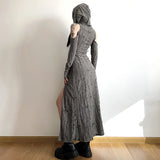 Uniwim Waste Soil Style Distressed Hooded Dress Elegant Slim Slimming and Shoulder Hollow Design for Women Spring Summer