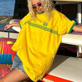 Uniwim Sexy  Print Graphic Summer T-shirt Loose Women Yellow Tshirts Causal Female Y2K Top Tee Oversized Streewear 2024 Clothes