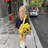 Uniwim Sweet Cool Star Y2k Backpack Women Harajuku Pu Leather Chic Backpacks Schoolbag Female Vintage Yellow Mochila Aesthetic