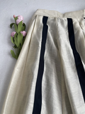 Uniwim French Style New In Women Skirt Elegant A-LINE Pleated Striped Splicing Hepburn Skirt High Quality Linen Blended Mid-Calf