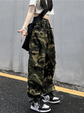 American Vintage Camouflage Cargo Pants Women Summer New Streetwear Loose Straight Wide Leg Trousers Woman