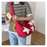 Uniwim Star Y2k Messenger Bag Women  New Harajuku Cute Canvas Casual Tote Crossbody Bag Ladies Red Bolsa Mujer Aesthetic