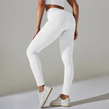 Uniwim Solid White Women Leggings Seamless Gym Leggings Quick Dry Fitness Pants High Waist Running Pants Hips Push Up Sports Leggings