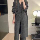 Uniwim Autumn and Winter High-end Retro Maillard Long Sweater Two-piece Set