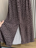 Uniwim Printed Skirt 2024 traf Spring new elastic waist drop fabric polka dot flower print front slit mid-length skirt