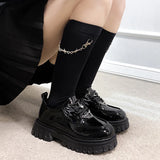 Uniwim Metal Chain Platform Lolita Gothic Shoes Woman 2025 Spring College Style Patent Leather Pumps Women Japan School Uniform Shoes