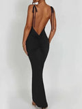 Uniwim聽Elegant Deep Open Back Backless Slim Maxi Dress Women Spaghetti Strap Sleeveless Bodycon Long Dress Sexy Club Party Vestidos