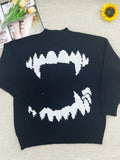 Uniwim Hip Hop Streetwear Knitted Sweater Women Gothic Tooth Graphic Pullovers Autumn Black Sweater Women Fitting Sweater Y2k Clothes