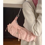 Uniwim Elegant Pink Shoulder Bag for Women Summer Fashion Leather Casual Cute Handbag Chains Hot Girls Daily Gentle Armpit Bag