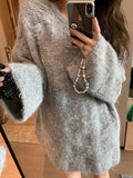 Uniwim High Quality Hot Selling Wool Round Neck Sweater Women 2024 New Soft Loose Lazy Gentle Style Knitted Top Winter Clothes Y2k