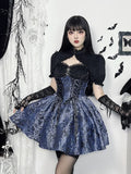 Uniwim  Dark Gothic Lolita Dress Women Harajuku Streetwear Aesthetic Fairy Grunge Lace Patchwork Bandage Corset Dress Partywear