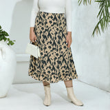 Plus Size Skirt New Leopard Print Ruffle Skirt Casual Skirt 1XL-5XL Polyester For Spring & Summer Women's Plus Size Clothing