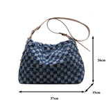 Uniwim Checkerboard Women's Bag Trend Denim Shoulder Bag Jean Eco Bag Korean Large Capacity Messenger Bags College Student Satchel