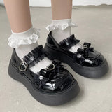 Uniwim  Chunky Platform Mary Jane Shoes for Women Patent Leather Lace Ankle Strap Pumps Woman Autumn White Lolita Shoes Y2K