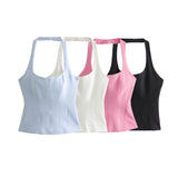 Uniwim 2024 Women's Halter Top T-Shirt Official Store Woman Clothing Y2k Tops Clothes Youthful Corset Tanks & Camis Cheap