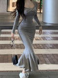 Uniwim Bodycon Midi Dresses Women Korean Fashion Sexy Slim Waist Solid Dress Female Even Party Clothing 2024 Spring Elegant Fashion Y2k