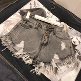 Uniwim High Waist Tassel Broken Denim Shorts Women Summer Korean Version Raw Edge Wide Leg Loose Plus Size Jean Shorts Female