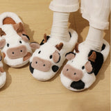 Uniwim 2024 Winter Warm Milk Cow Women Slippers Men Cute Soft Plush Sandals Adults Lovely Non-slip Flip Flops Couples Home Flat Slides