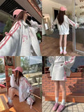 Uniwim 2 Piece Skirt Sets Female Y2k Clothing Zipper Bow Sweet Korean Fashion Hoodie Suits Women Studentseven Party Outwear 2024