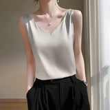 Uniwim Silk Camisole Women's Inner Suit White Black Bottoming Satin Mulberry Silk Top Spring And Summer Small V-Neck