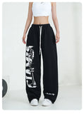 Uniwim American Star Print Women Oversized Pants High Waist Loose Casual Sports Pants for Women Spring Summer Thin Woman Trouser Y2K