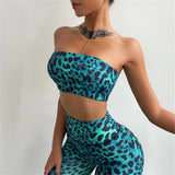 Uniwim  2024 Tube Bra Tracksuits Women Leopard print Yoga Set Sports Suit Women Lounge Wear Crop Tops Sexy Women Leggings