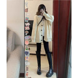 Uniwim V-neck Single Breasted Sweater Cardigan Women's Coat Spring Autumn Korean Loose Knit Top Women Clothing