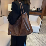 Uniwim 2024 Casual PU Leather Large Capacity Tote Bags for Women Fashion Solid Retro Color Zipper Female Shoulder Bag Ladies Handbag