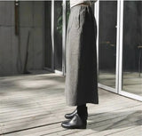 High Waist Elastic Loose Woolen Wide Leg Skirts Pants Womens Pleated Casual Fat Leg Pants 2024 Winter Autumn Straight Trousers