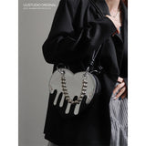 Uniwim Japanese Dark Gothic Style Cosplay Helloween Lolita Girls Bag Y2k  Dissolve Love Handsome Metal Zipper  Shoulder  Handbag