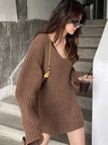 Uniwim French Fashion Retro Sweater Knitted Dress for Women's Autumn New Style Loose and Spicy Girl Maillard Temperament Dresses