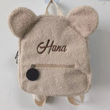 Uniwim Cute Bear Plush Backpack Embroidered Name Autumn Winter Kids Outdoor Shoulder Bags Custom Personalized Children's Gift Bags