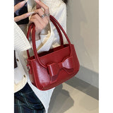 Uniwim Bow Design Sense Handbag Casual All-match Red Shoulder Bag Women's New High Quality Color Contrast Commute Crossbody Bag