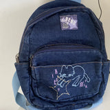 Uniwim Japanese Simple Kawaii Cat Backpack Denim Handbag Shoulder Bags Large Capacity Student Schoolbag Cute Women Backpack