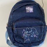 Uniwim Japanese Simple Kawaii Cat Backpack Denim Handbag Shoulder Bags Large Capacity Student Schoolbag Cute Women Backpack