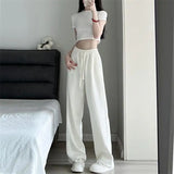 Uniwim Grey Sweatpants Autumn Casual Wide Leg Long Pants for Girls and Students Trousers Black Pants Women