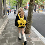 Uniwim Sweet Cool Star Y2k Backpack Women Harajuku Pu Leather Chic Backpacks Schoolbag Female Vintage Yellow Mochila Aesthetic