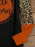 Uniwim 2024 Autumn Hello Autumn Leopard Color Block T-Shirt Tee Long Sleeve Women Casual Fashion Street Top Y2K Unique Design Clothes