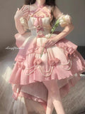 Uniwim Gradient powder cutout front short after gorgeous sweet lolita Lolita Heavy heavy train princess dress