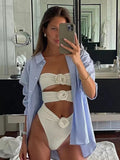 Uniwim  Sexy Women One Piece Swimsuit 2023 Female Swimwear High Waist Swimming Suit Bandeau Monokini Hollow Out Beachwear Bathing Suit