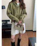 2024 spring Women Cashmere Cardigans Sweater Academy style cashmere embroidery Cardigans New Loose Lapel Cardigans Women