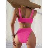 Uniwim Sexy Bikini Women Swimsuit Female Rib Bikini Set Solid Swimwear For Women Bathing Suit Swimming Suits Beachwear