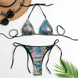 Uniwim Fish Scales Shiny Halter Triangle Bikinis Set Swimwear Women Micro Thong Swimsuits Swimming Suit Biquinis Bikinis Mujer Swim