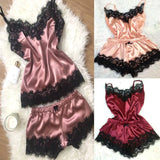 Uniwim Fashion Nightwear Lace Trim Satin Cami Top Pajama Sets Sexy Hot Erotic Home Wear Women Pajamas Women Sleepwear Sleeveless Strap