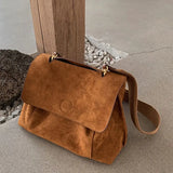 Uniwim Retro Autumn Winter Frosted Brown Suede Shoulder Crossbody Bag Women’s Large Capacity Handbags Designer Tote Bag