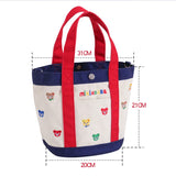 Uniwim Mommy Handbag, Japanese Cartoon Cute Embroidery Colorful Bear Color-block Canvas Bag