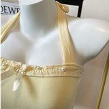 Uniwim French Elegant Sweet Straps Tank Tops For Women Y2k 2023 New Summer Pure Knitted Short Vest Fashion Slim Elastic Crop Tops Tees