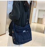 Uniwim  Vintage Denim Handbag Women Retro Grunge Print Punk Casual Crossbody Bags Female Harajuku Y2k Messenger Bag Aesthetic