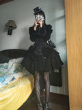 Uniwim Dark Gothic Lolita Dress Women's Autumn/Winter Dress Classical Jacquard Long sleeved Lolita